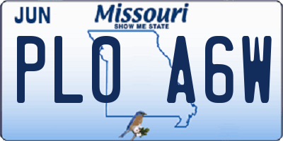 MO license plate PL0A6W