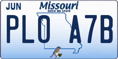 MO license plate PL0A7B