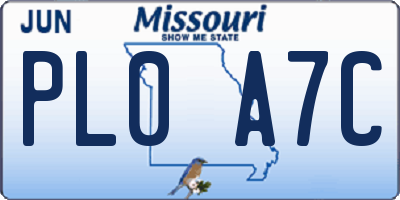 MO license plate PL0A7C