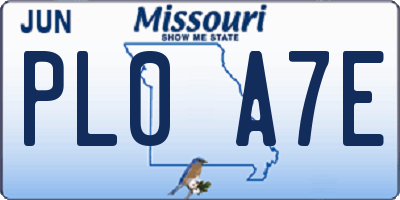 MO license plate PL0A7E