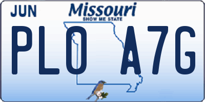 MO license plate PL0A7G