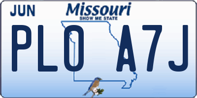 MO license plate PL0A7J