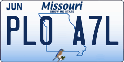 MO license plate PL0A7L