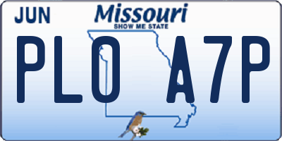 MO license plate PL0A7P