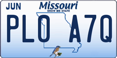 MO license plate PL0A7Q