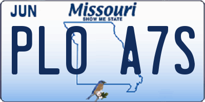 MO license plate PL0A7S