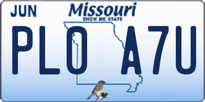 MO license plate PL0A7U