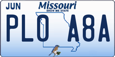 MO license plate PL0A8A