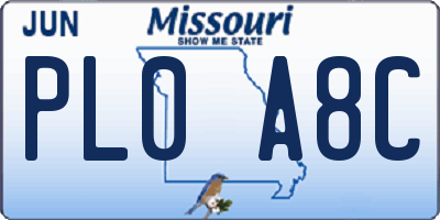 MO license plate PL0A8C