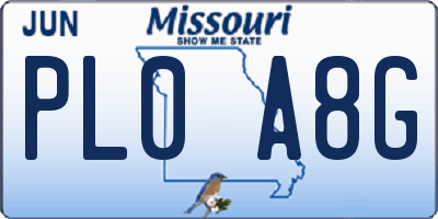 MO license plate PL0A8G