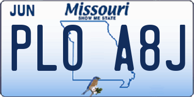 MO license plate PL0A8J