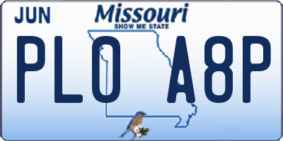MO license plate PL0A8P