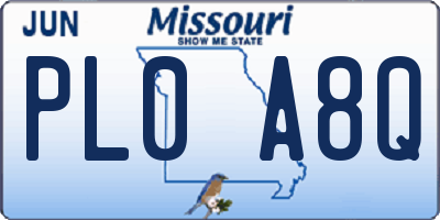 MO license plate PL0A8Q