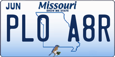 MO license plate PL0A8R