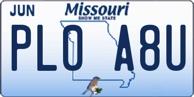 MO license plate PL0A8U
