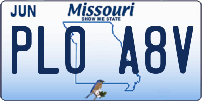 MO license plate PL0A8V