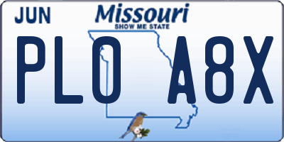 MO license plate PL0A8X