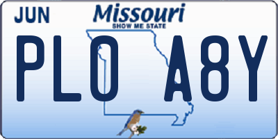 MO license plate PL0A8Y