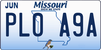 MO license plate PL0A9A