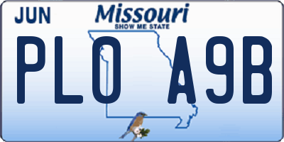MO license plate PL0A9B