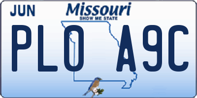 MO license plate PL0A9C