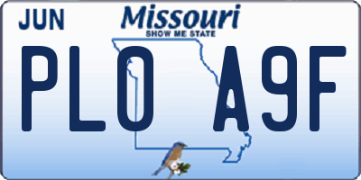 MO license plate PL0A9F