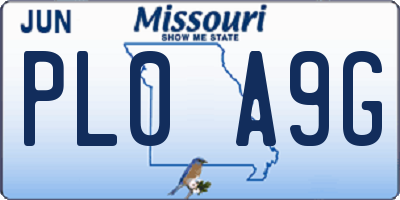 MO license plate PL0A9G