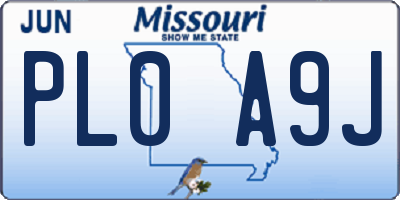 MO license plate PL0A9J