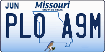 MO license plate PL0A9M