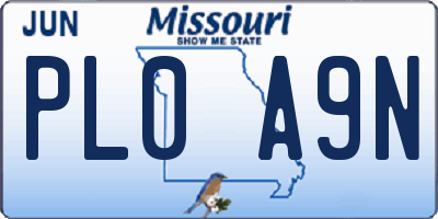 MO license plate PL0A9N