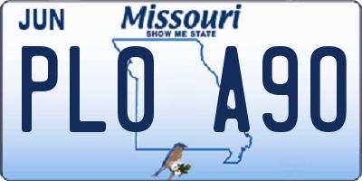 MO license plate PL0A9O