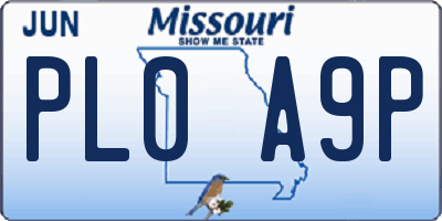 MO license plate PL0A9P
