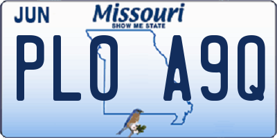 MO license plate PL0A9Q