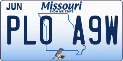 MO license plate PL0A9W