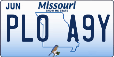 MO license plate PL0A9Y