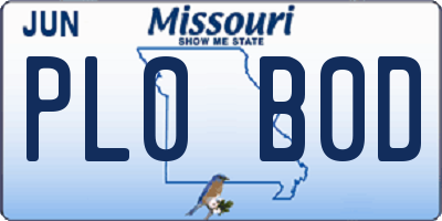 MO license plate PL0B0D