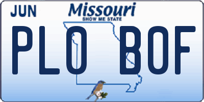 MO license plate PL0B0F