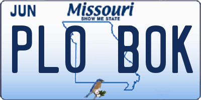 MO license plate PL0B0K