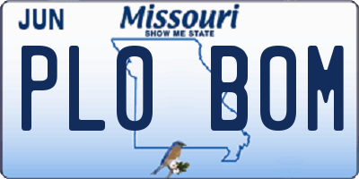 MO license plate PL0B0M