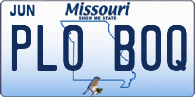 MO license plate PL0B0Q