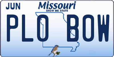 MO license plate PL0B0W