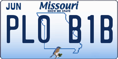 MO license plate PL0B1B