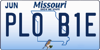 MO license plate PL0B1E