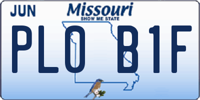 MO license plate PL0B1F