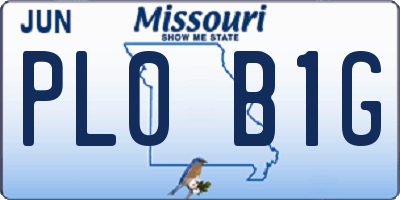 MO license plate PL0B1G