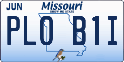 MO license plate PL0B1I