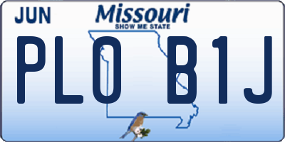 MO license plate PL0B1J