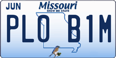 MO license plate PL0B1M