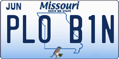 MO license plate PL0B1N