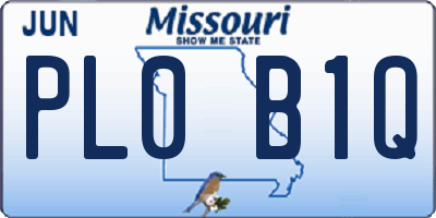 MO license plate PL0B1Q